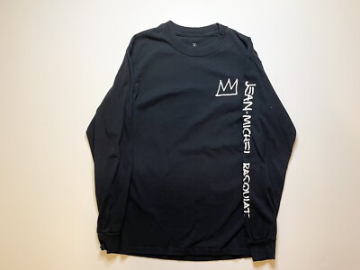 Jean Michel Basquiat Jazz Artist Graphic Black Long Sleeve T-Shirt Mens Small