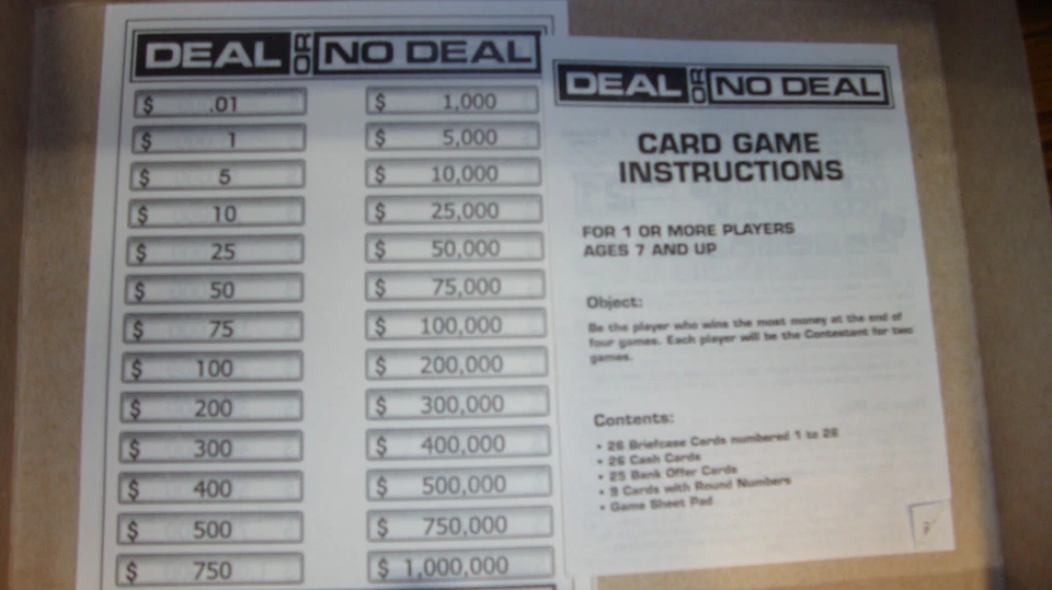 Deal or No Deal Board Game 2006~Score Pad~Bank Offer~Cash & Briefcase Cards  848 - Image 4 of 4