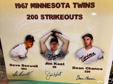 Kaat, Chance, Boswell 1967 Twins 200 Strikeouts 16 x 20 Photo JSA COA