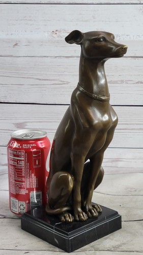 Signed Hot Cast Italian Greyhound Bronze Sculpture Deco Marble Base Figurine - Picture 2 of 10