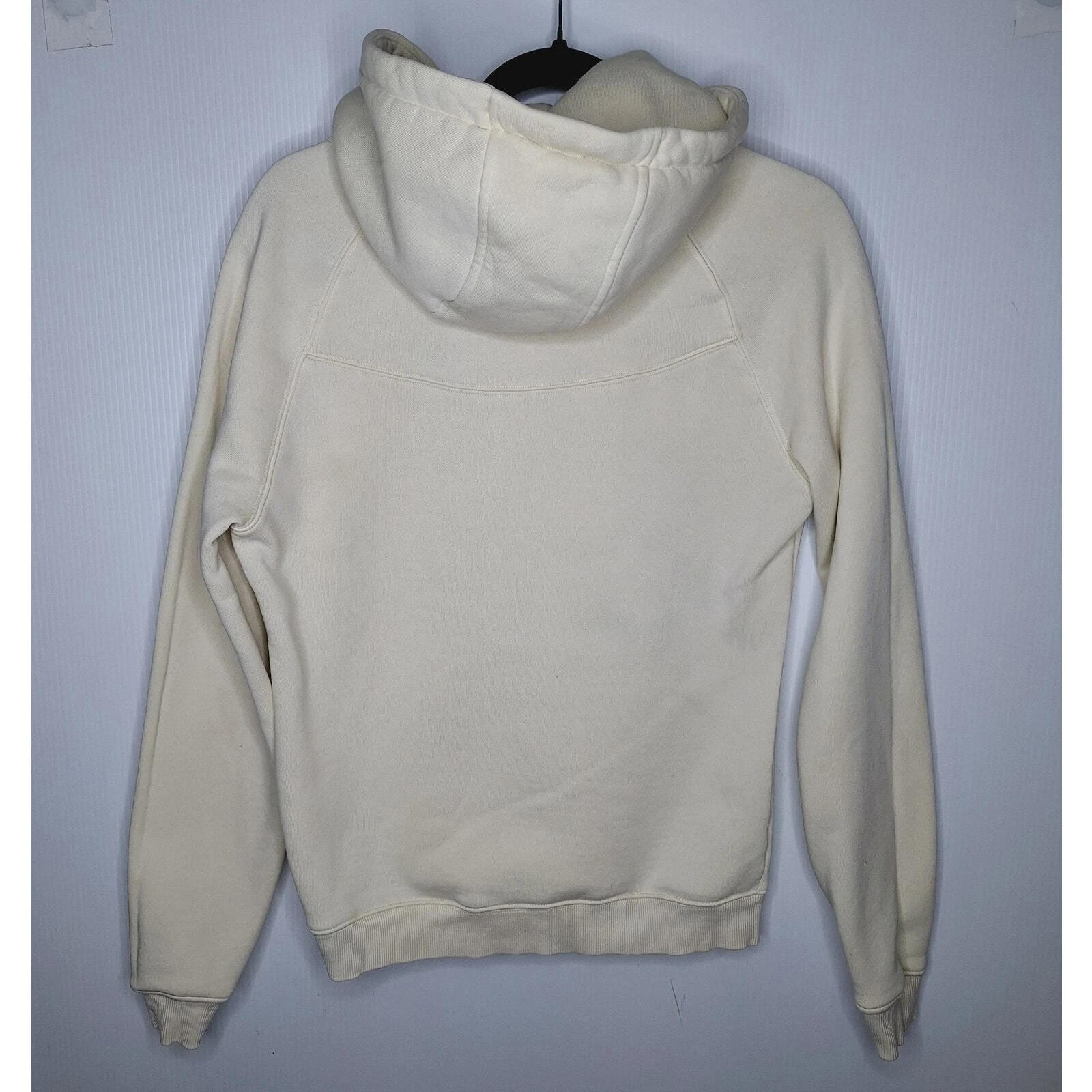 OFF WHITE Felpa donna Alphalete con cappuccio piccola panna logo scritto pesante