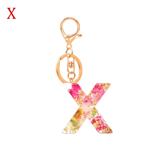 1XNatural Dried Flower Floral Handmade Resin Letter Keyring A-Z Initial Keychain - Picture 31 of 33