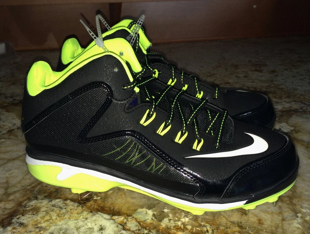Nike Men Air Swingman MVP 2 Mid Metal Baseball Cleats Shoes Black White Size 16
