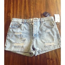 Forever 21 Denim Shorts Size 29 Distressed Destroyed Girlfriend NWT
