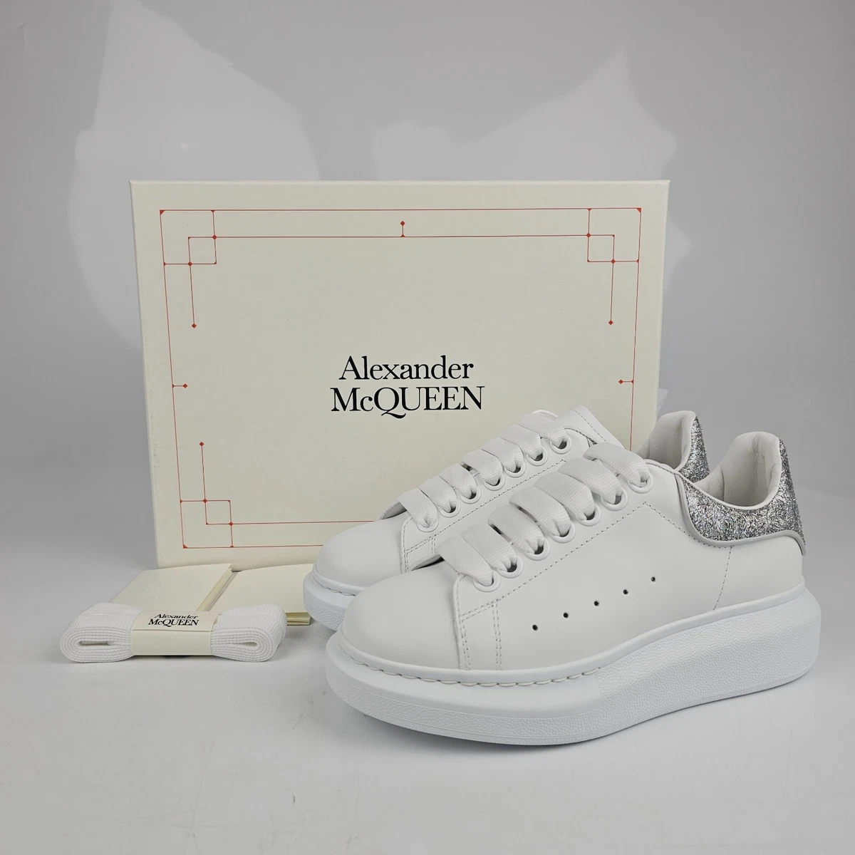 Alexander McQueen Black And Silver Glitter Oversized Sneakers for