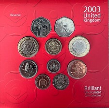 2003 UK Royal Mint Brilliant Uncirculated Annual 10 Coin Set Suffragettes 50p