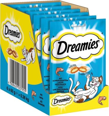 Dreamies Klassiker Katzensnacks mit Lachs   Traumhaft knusprige Taschen mit
