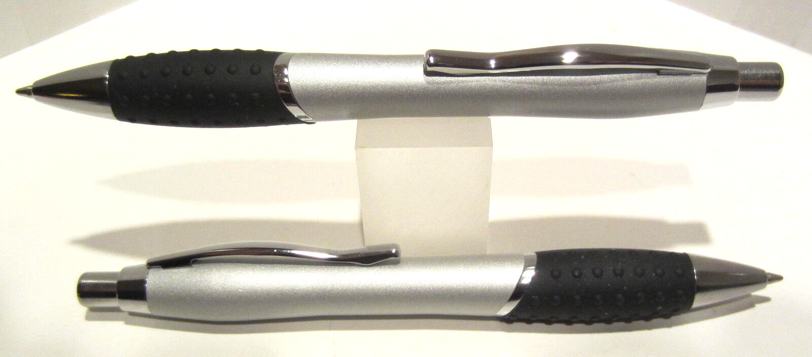 LOT OF 20 TERZETTI BUMP Silver Click Ballpoint Pen-Large Metal /Rubberized grip