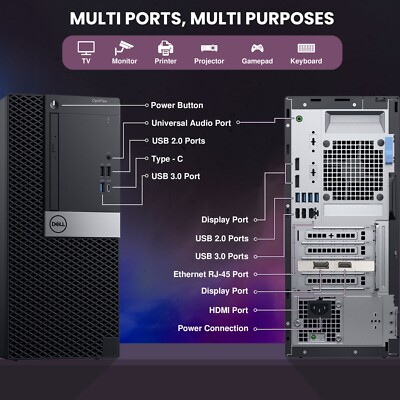 Dell Tower Gaming PC Intel i5-8500 32GB 512 SSD 1TB Nvidia GTX