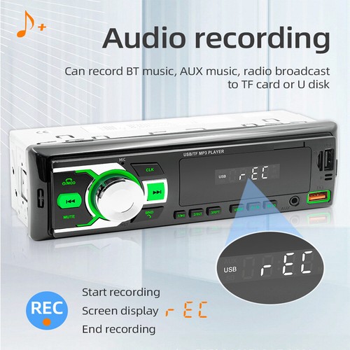 Vendedor de EE. UU. 1 DIN Coche Estéreo Bluetooth USB MP3 Audio Radio Medios Asistente de Voz - Imagen 12 de 15