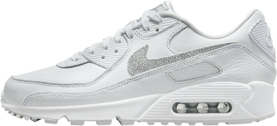 Nike Air Max 90 SE Silver Glitter Swoosh W for sale | eBay