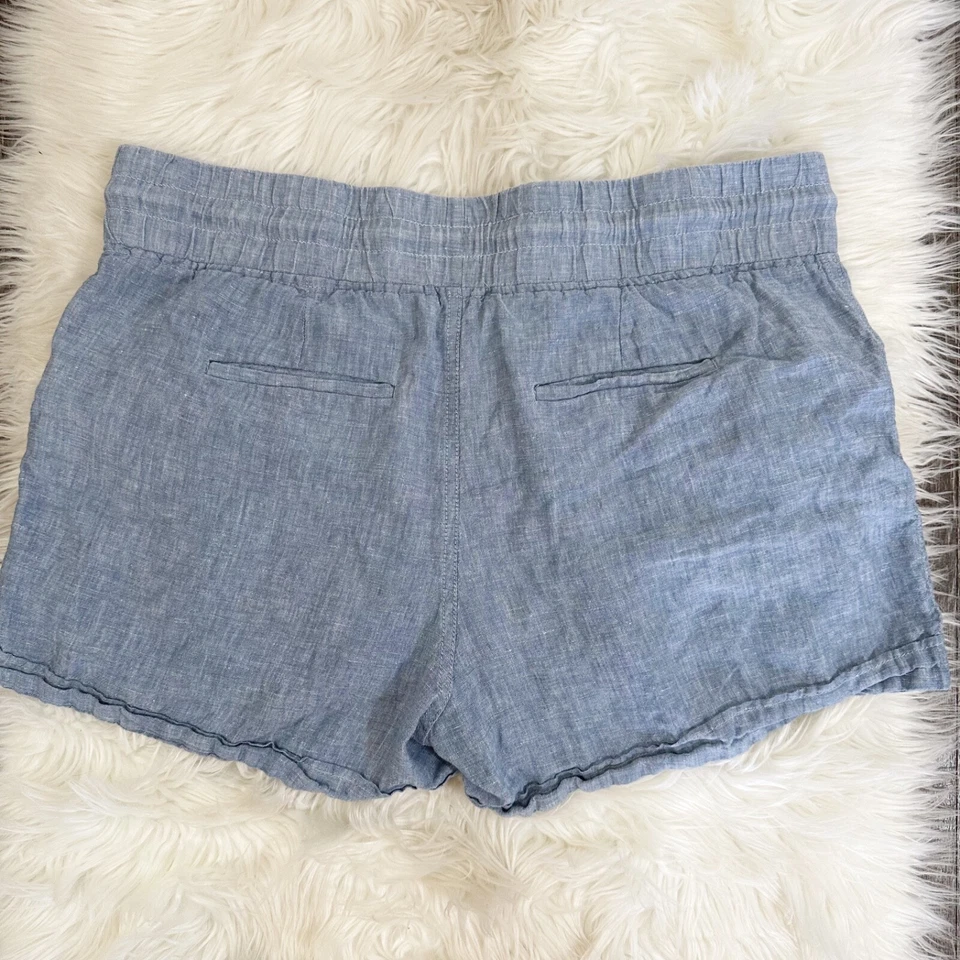 Pantalones Cortos Athleta Para Mujer Cabo Lino Azul Cambray Talla 16 Pull On Travel Resort Foto 2 de 4