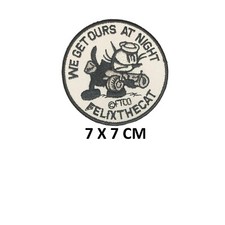 Felix The Cat we get Ours at night Embroidered Sew Iron On Patch Jacket N-1175