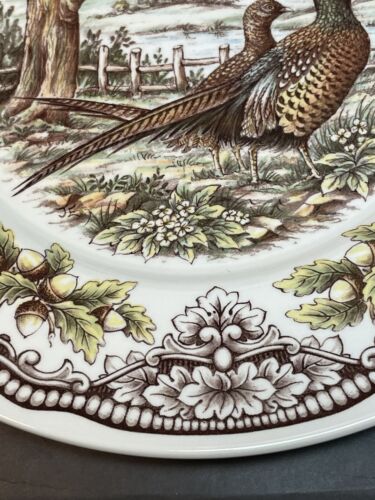 Royal Stafford 2 Pheasant 11” Dinner Plates Victorian English Transferware - Picture 5 of 11