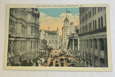 Vintage Postcard ~ East City Hall Square View ~ Philadelphia Pennsylvania PA