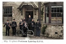 ptc2486 - Yorks. - Kirkby Stephen's Postmen leaves the Post Office - print 6x4