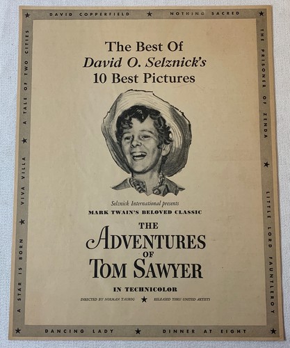 Filmanzeige von 1938 ~ DIE ABENTEUER VON TOM SAWYER