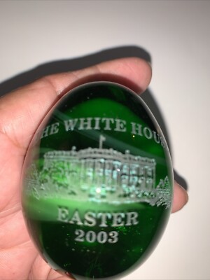 The White House Easter 2003 Green Glass Souvenir Egg