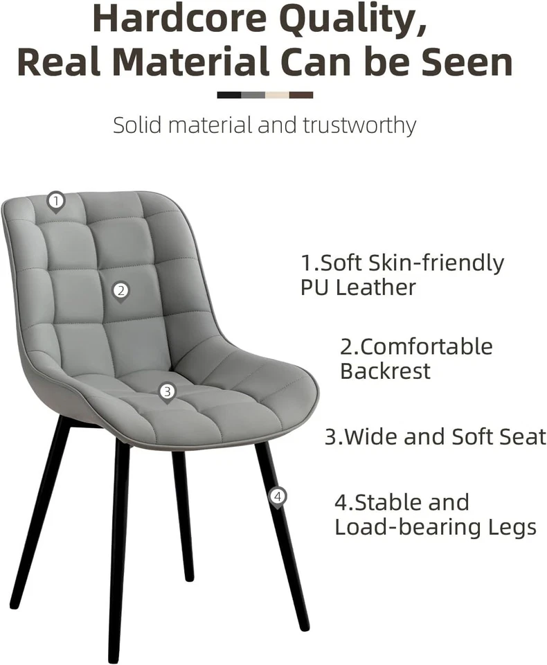 Mid-Century Dining Chair - PU Leather Upholstered Modern Side Chair - Image 3 of 4