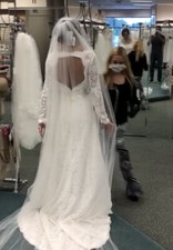 David’s Bridal Wedding Gown,A Line,Never Used, Long Sleeve,lace.