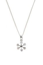 Sterling Silver Snowflake Pendant 18" Chain Sparkling Gemstone 925 Hallmark