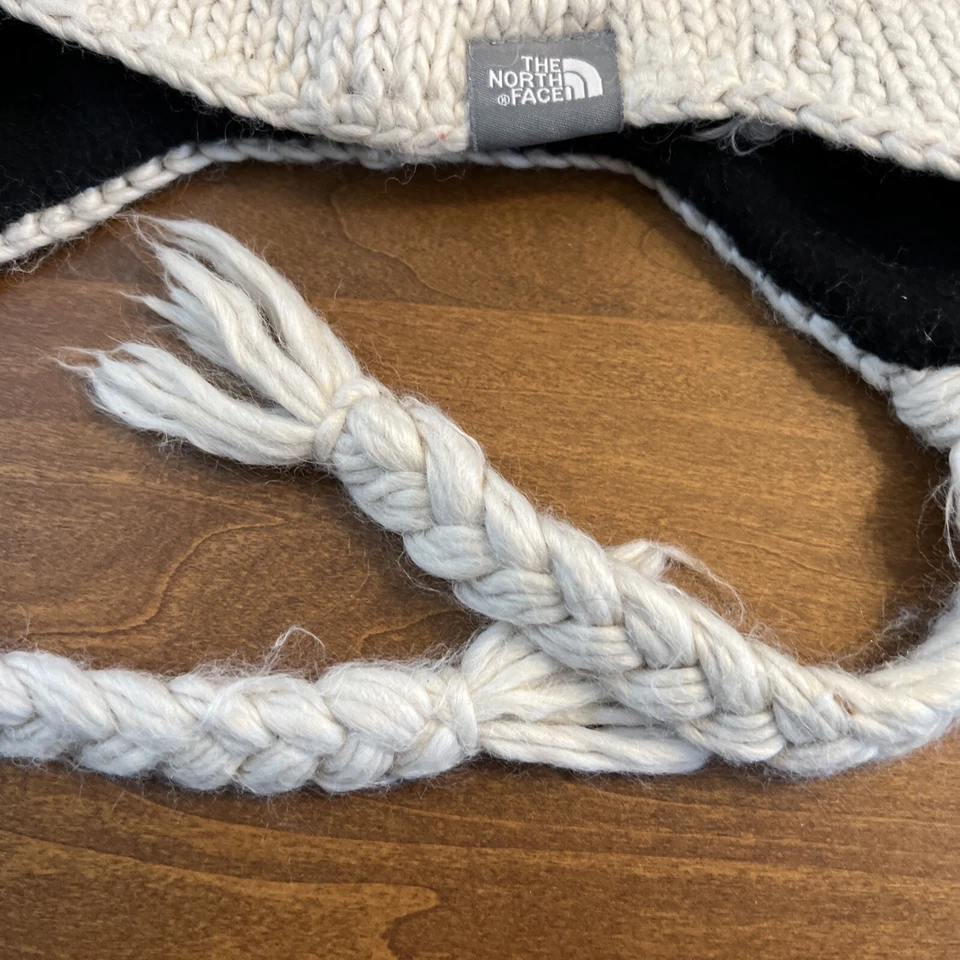 The North Face Sombrero Tejido Forrado Vellón Gorro Marrón Patrón Sobre Crema Juventud (B3) Foto 3 de 4