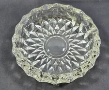 U2) Vintage Clear Cut Glass Ashtray Round 5-1/2" Diameter