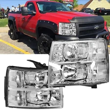 Pair Headlight For 2007-2013 Chevy Silverado 1500 LH+RH Headlamps Clear Lens