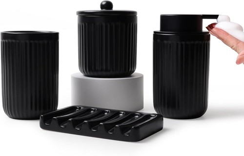 Pockmark Set Bagno 4 Pezzi Schiumogeno Ceramica Sostenibile - Foto 8 di 12