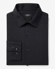 NEW EXPRESS 78 SOLID BLACK SLIM STRETCH MODERN TECH 1MX DRESS SHIRT SZ M