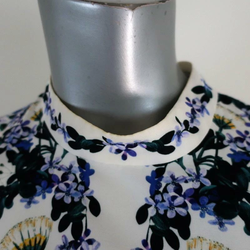 Vestido Erdem Nena Blanco Estampado Floral Mezcla de Algodón Talla 8 Sin Mangas Volantes Dobladillo Foto 2 de 4