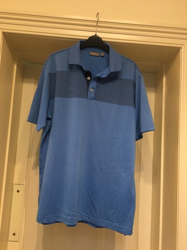 ASHWORTH:MID BLUE SHORT SLEEVE POLO/GOLF SHIRT- LARGE