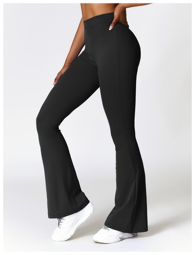 Women V Cut Waist Stretch Flare Leg Boot Cut Yoga Pants Leggings - Picture 12 of 17