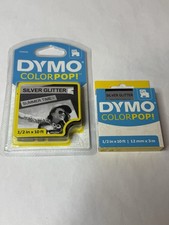 DYMO COLORPOP Label Maker Tape .5 Inch X 10 Ft Silver Glitter Lot of 2 NEW