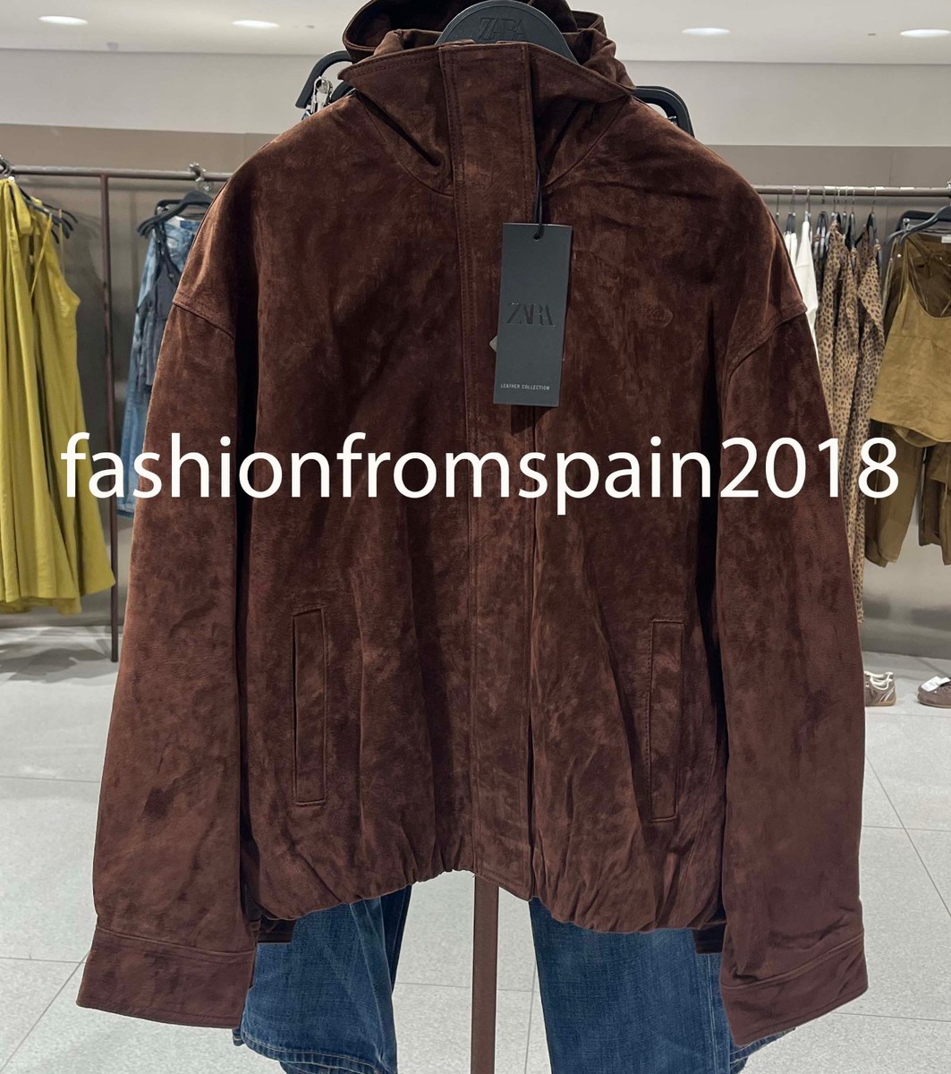 ZARA NEW WOMAN SUEDE LEATHER JACKET DARK BROWN XS-XL 4341