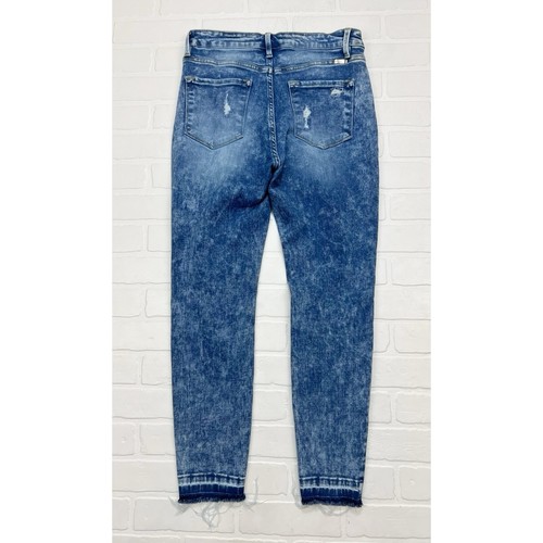 Jeans skinny Kancan High Rise lavaggio acido distrutto bottoni mosca orlo grezzo taglia 30 - Foto 4 di 7