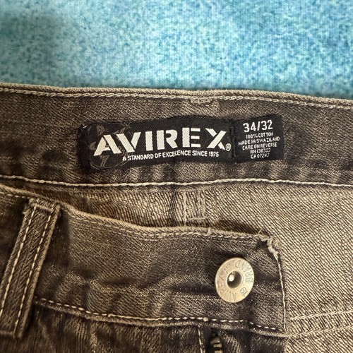 Avirex Jeans Men 34x32 Gray Straight Leg Fits 32x30 Vintage Y2K 100% Cotton - Picture 11 of 17