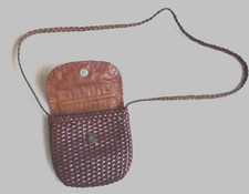 echt Leder Damen Umhängetasche 18 x 18 cm geflochten braun