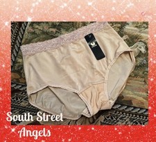 VINTAGE WACOAL 89366  FRENCH NUDE  BODYSUEDE LACY FULL BRIEF PANTIES XL 8
