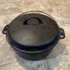 Griswold Iron Mountain No 8 Cast Iron Dutch Oven P/N 1037 & P/N 1036 Plus Trivet