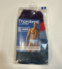 New Vintage Thorobred Jockey Men's 5 Pack Cotton Bikinis Briefs Underwear Medium