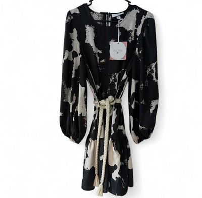   NWT Alexis X Target black&white long sleeve mini dress with rope belt SzXL