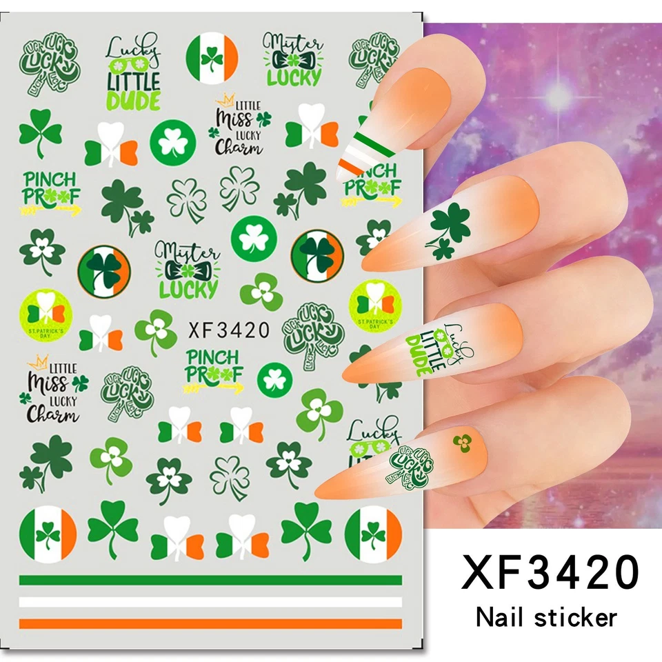 Nail Art Stickers Lucky Irish Pride Flag Mixed Multipack Ireland UK New 4 Leaf