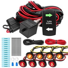 UTV Turn Signal Kit with Turn Signal Rocker Switch, ATV Street Green Backlight