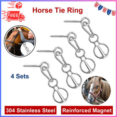 Horse Tie Ring, Upgraded 4 Sets Horse Tack & Supplies, 304 Stainless Steel Safe