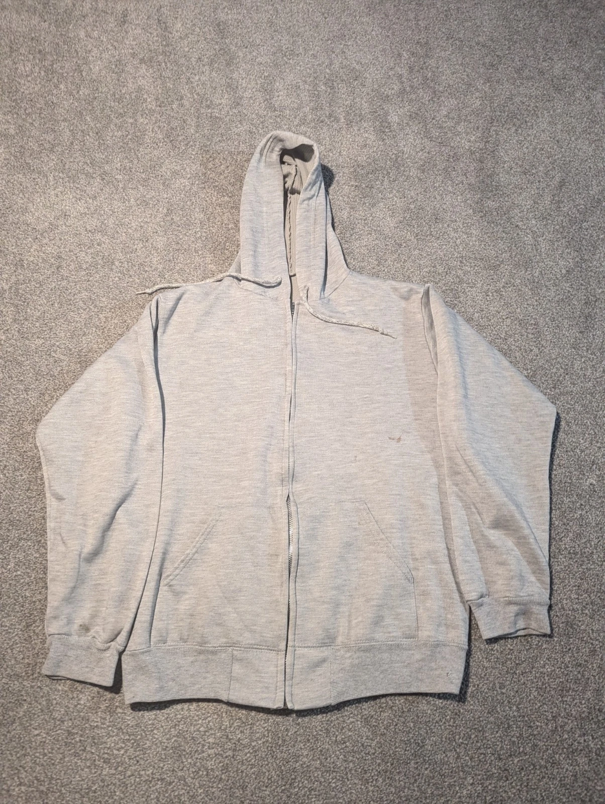 Vintage 70s Hoodie Mens Small Gray Thermal Lined Full Zip Sweater Sweatshirt