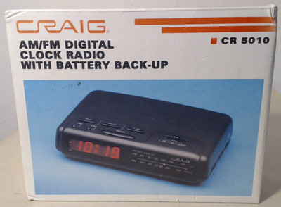 NIB VTG 1992 CRAIG AM FM Digital Clock Radio With Battery Back Up, Model CR5010