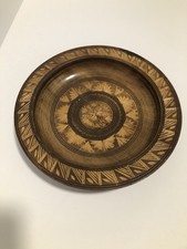 Vintage Folk Art Rustic Hand Carved Wooden Bowl About 10.5 In Diameter