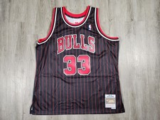 Chicago Bulls Scottie Pippen Jersey Pinstripe Mitchell and Ness Mens Size 2XL