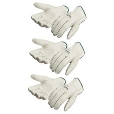 SAFEGEAR Cowhide Leather Work Gloves with Large Pack of 3 White Pack of 3